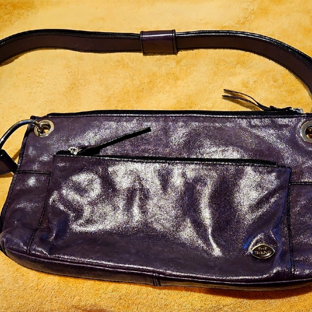 THE TREND DARK EGGPLANT PURPLE ITALIAN LEATHER BAG